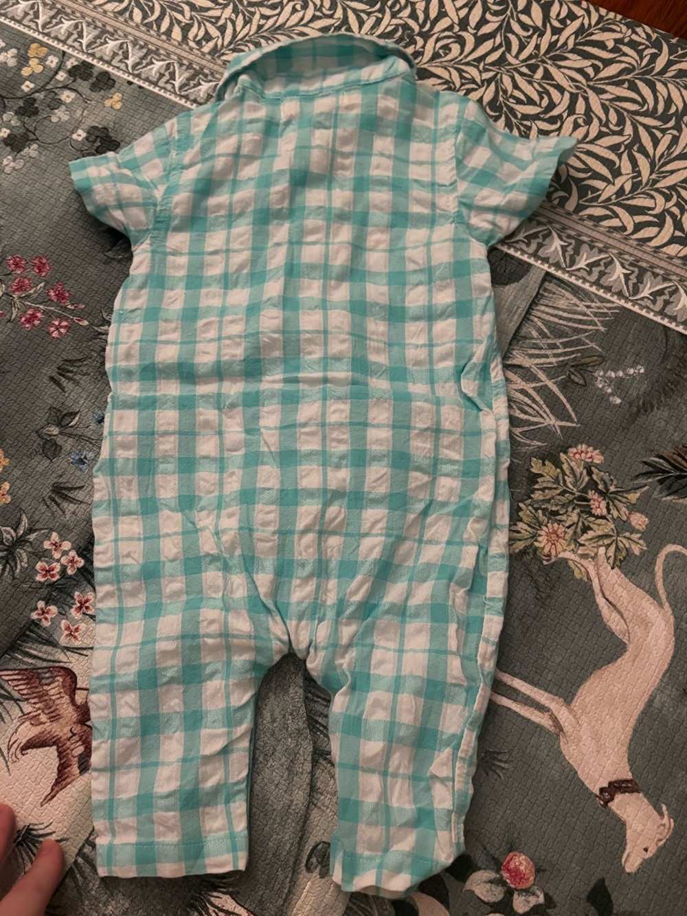 Monica + Andy Blue and White Gingham Romper 0-3 m - Picture 2 of 3